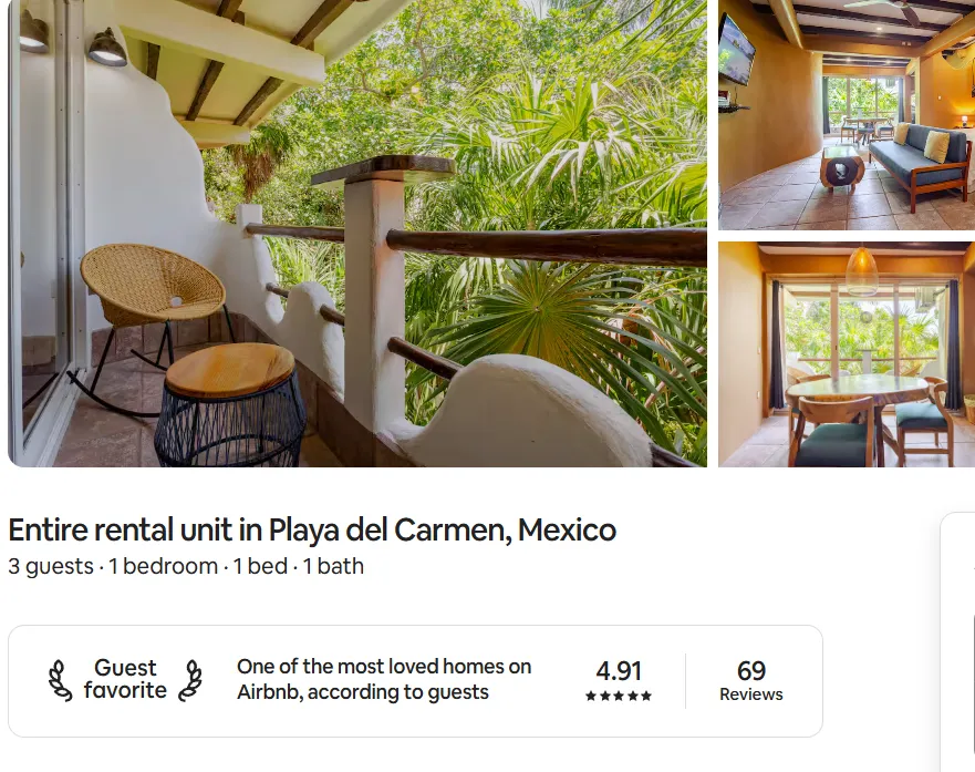 5 Star Airbnb Rated Cenote Jungle Studio For Sale In Hearts of Downtown Playa del Carmen